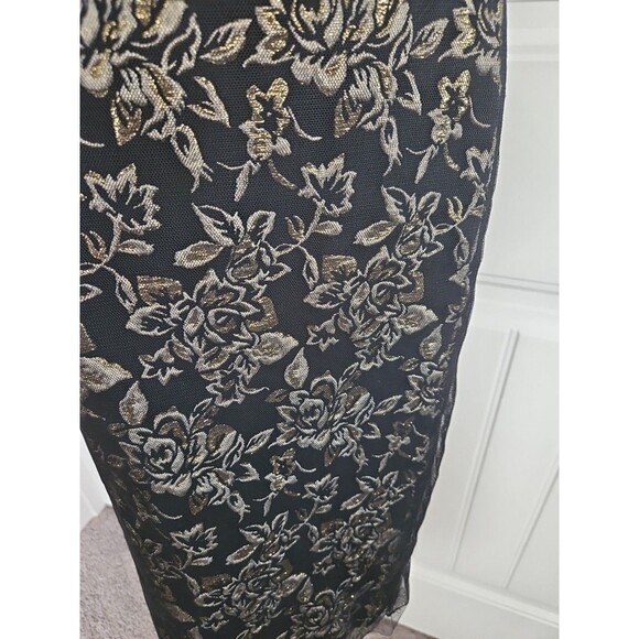 Vera Wang Black & Gold Metallic Brocade Party Cocktail Dress Size 2 Gorgeous! - Picture 6 of 16